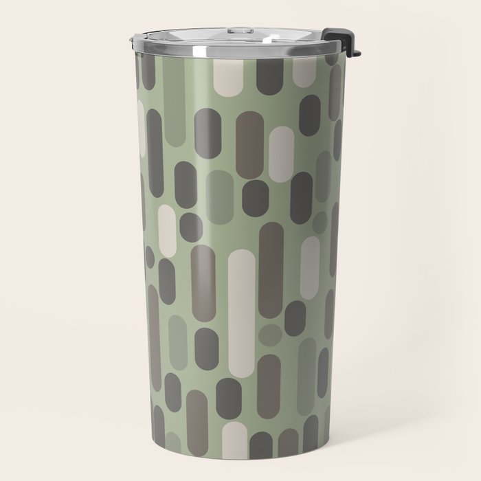 Morningside Heights Midcentury Modern Pattern in Gray, Almond, and Sage Green  Travel Mug Gallery Image 2