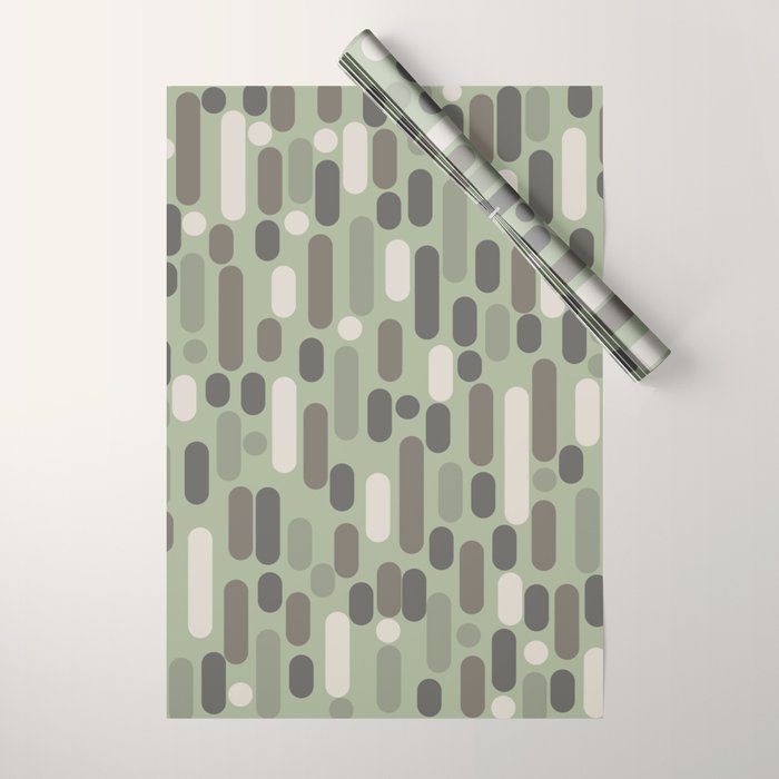 Morningside Heights Midcentury Modern Pattern in Gray, Almond, and Sage Green  Wrapping Paper Gallery Image 1