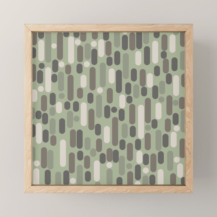 Morningside Heights Midcentury Modern Pattern in Gray, Almond, and Sage Green  Mini Art Print Gallery Image 1