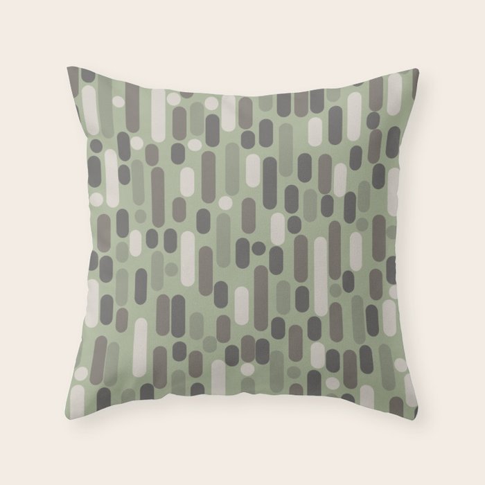 Morningside Heights Midcentury Modern Pattern in Gray, Almond, and Sage Green  Throw Pillow Gallery Image 6