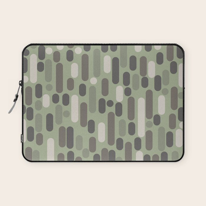 Morningside Heights Midcentury Modern Pattern in Gray, Almond, and Sage Green  Laptop Sleeve Gallery Image 1