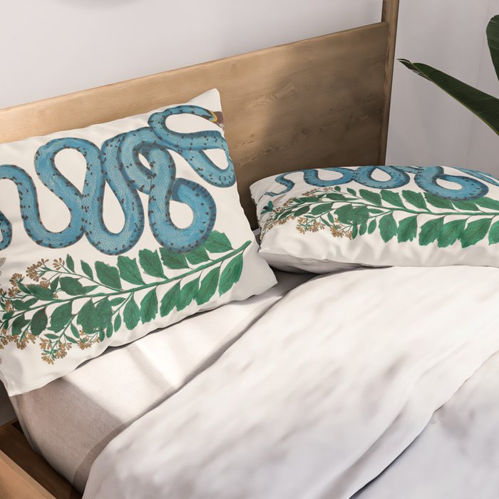 Albertus Seba Snakes Blue Snake  Pillow Sham Gallery Image 2
