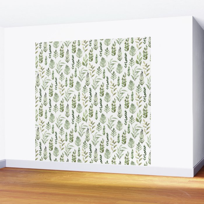 Watercolor leaves Wall Mural Gallery Image 2
