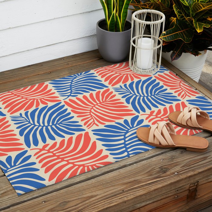 Abstract organic nature plant leaf pattern Outdoor Rug Gallery Image 2