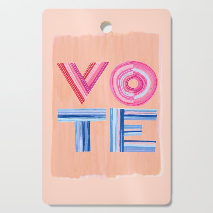 Vote Hand Lettering on Peach Watercolor Background Cutting Board Gallery Image 1