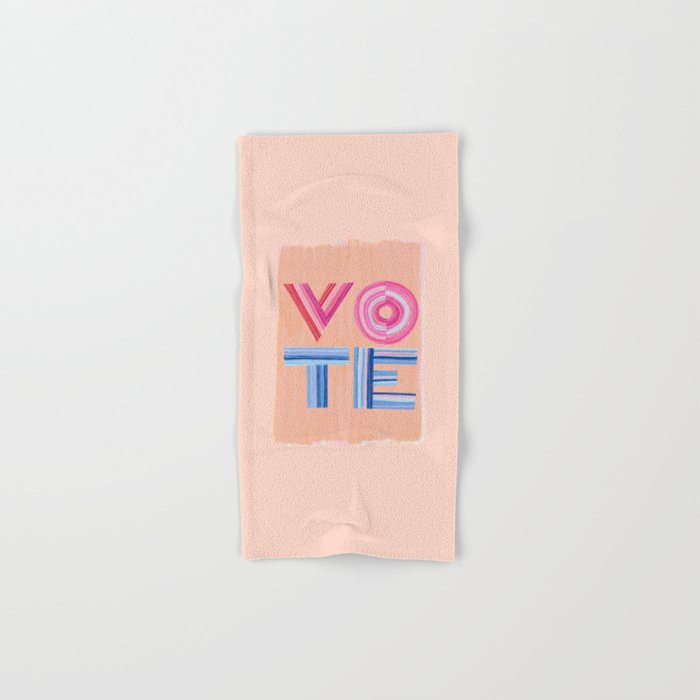 Vote Hand Lettering on Peach Watercolor Background Bath Towel Gallery Image 1