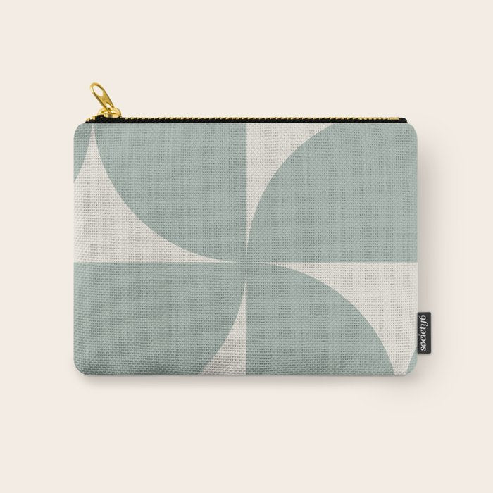 Bauhaus Mid Century Modern Geometric XII Sage Green Carry All Pouch Gallery Image 1