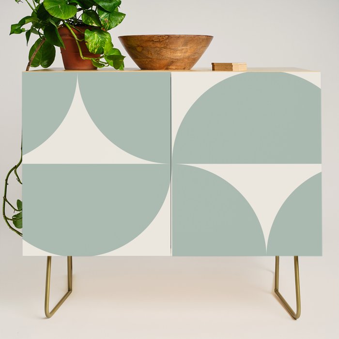 Bauhaus Mid Century Modern Geometric XII Sage Green Credenza Gallery Image 1