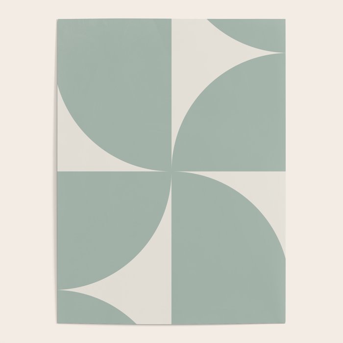 Bauhaus Mid Century Modern Geometric XII Sage Green Poster Gallery Image 4