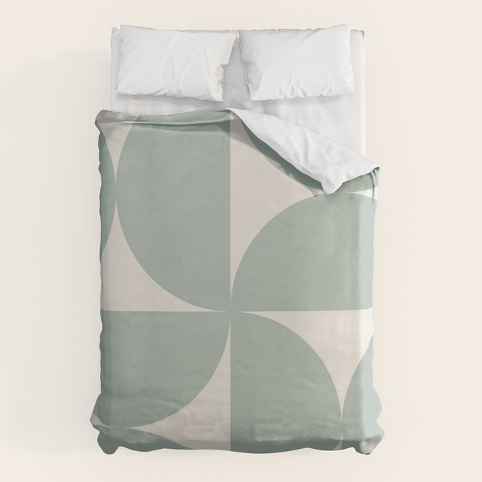 Bauhaus Mid Century Modern Geometric XII Sage Green Duvet Cover Gallery Image 1