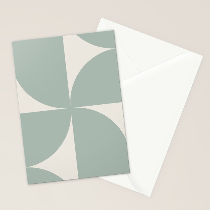 Bauhaus Mid Century Modern Geometric XII Sage Green Stationery Card Gallery Image 2
