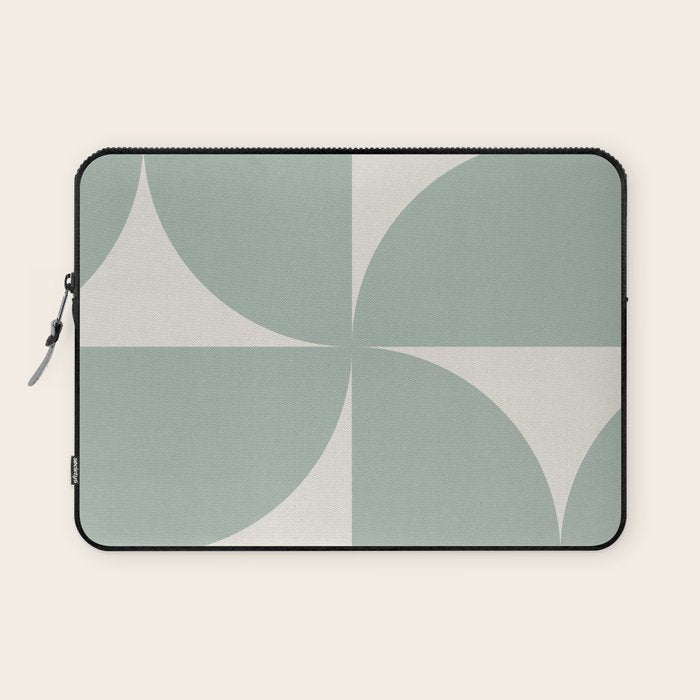 Bauhaus Mid Century Modern Geometric XII Sage Green Laptop Sleeve Gallery Image 1