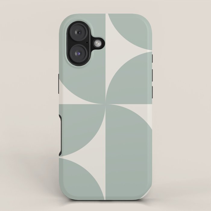 Bauhaus Mid Century Modern Geometric XII Sage Green iPhone Case Gallery Image 1