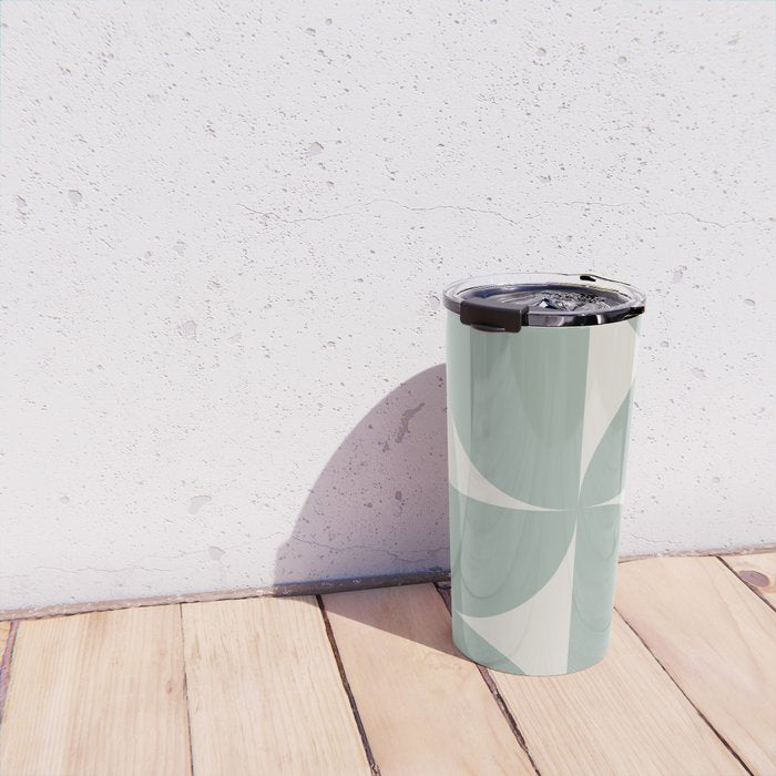 Bauhaus Mid Century Modern Geometric XII Sage Green Travel Mug Gallery Image 4