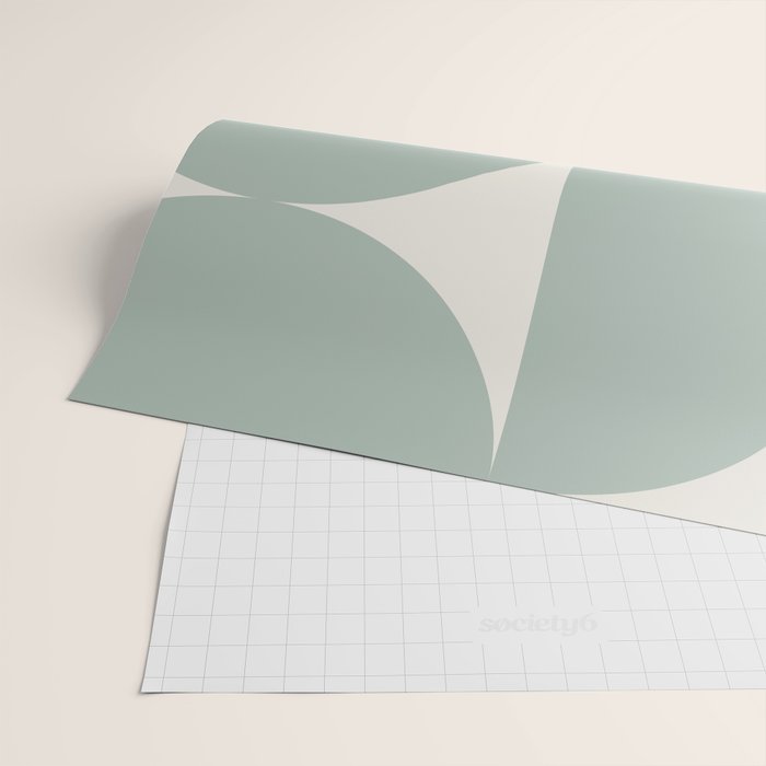 Bauhaus Mid Century Modern Geometric XII Sage Green Wrapping Paper Gallery Image 2