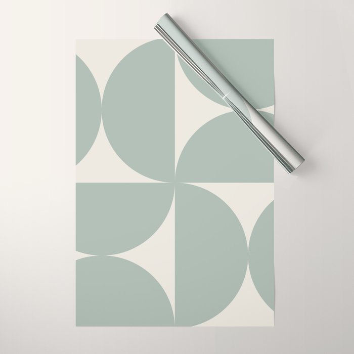 Bauhaus Mid Century Modern Geometric XII Sage Green Wrapping Paper Gallery Image 1