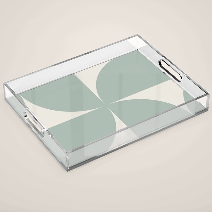 Bauhaus Mid Century Modern Geometric XII Sage Green Acrylic Tray Gallery Image 1
