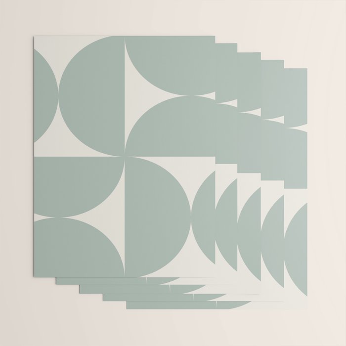 Bauhaus Mid Century Modern Geometric XII Sage Green Wrapping Paper Gallery Image 3