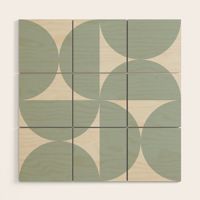 Bauhaus Mid Century Modern Geometric XII Sage Green Wood Wall Art Gallery Image 1