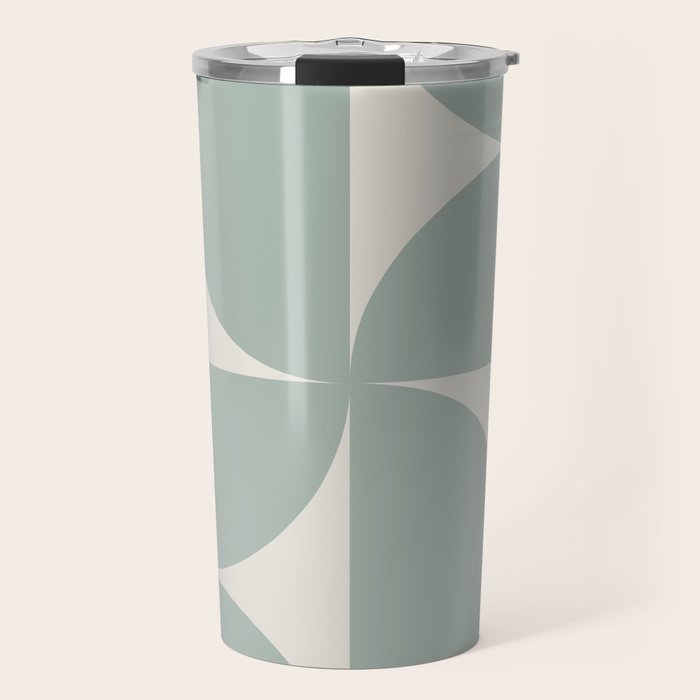 Bauhaus Mid Century Modern Geometric XII Sage Green Travel Mug Gallery Image 1