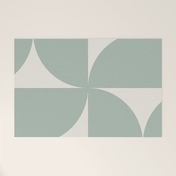 Bauhaus Mid Century Modern Geometric XII Sage Green Welcome Mat Gallery Image 1
