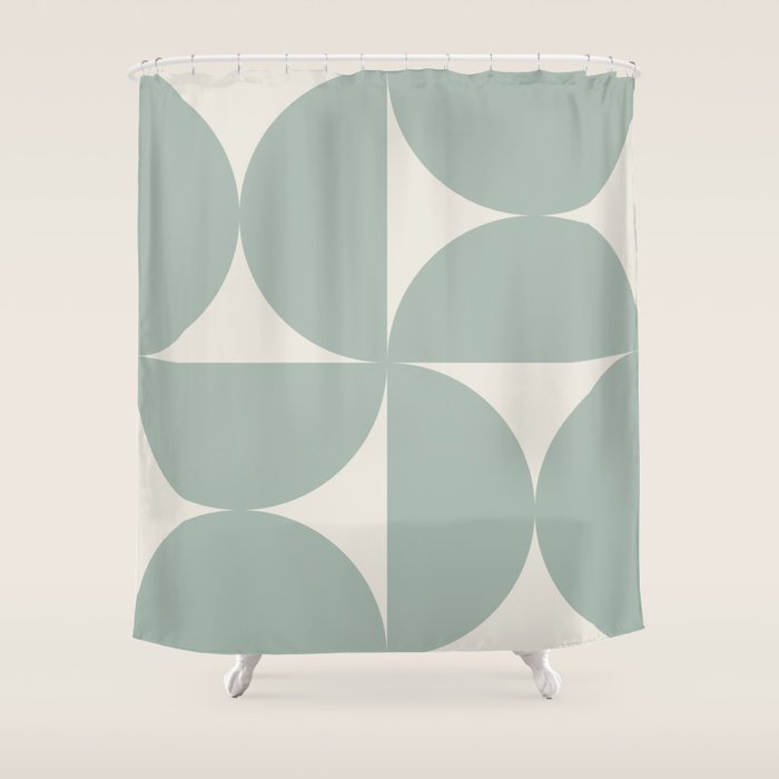 Bauhaus Mid Century Modern Geometric XII Sage Green Shower Curtain Gallery Image 1