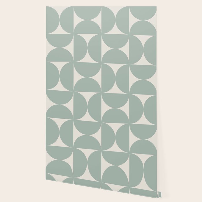 Bauhaus Mid Century Modern Geometric XII Sage Green Wallpaper Gallery Image 2