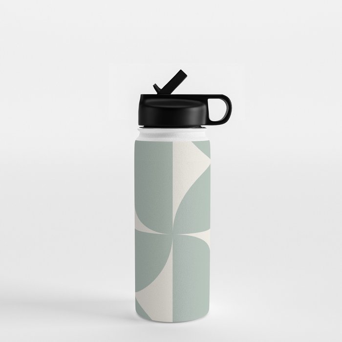 Bauhaus Mid Century Modern Geometric XII Sage Green Water Bottle Gallery Image 1