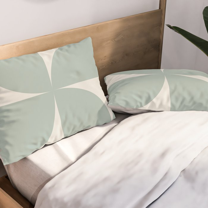Bauhaus Mid Century Modern Geometric XII Sage Green Pillow Sham Gallery Image 2