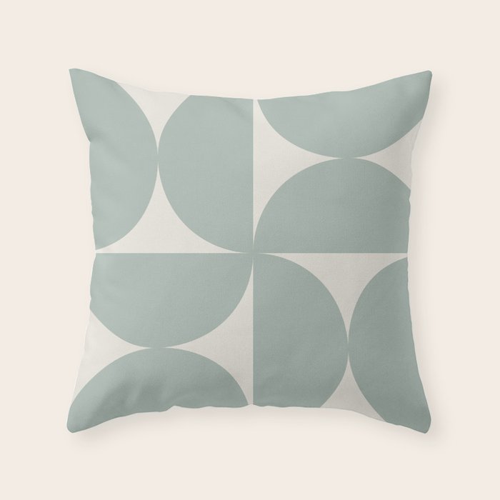 Bauhaus Mid Century Modern Geometric XII Sage Green Throw Pillow Gallery Image 1