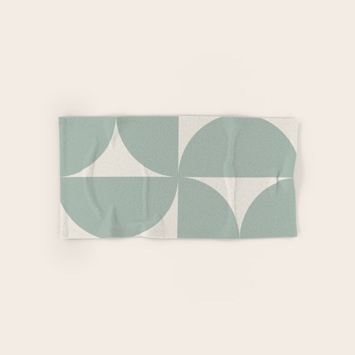 Bauhaus Mid Century Modern Geometric XII Sage Green Bath Towel Gallery Image 1