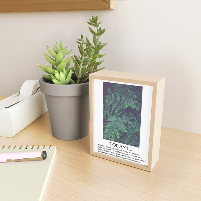 Today I Breathe - inspirational quote affirmation self care Mini Art Print Gallery Image 2