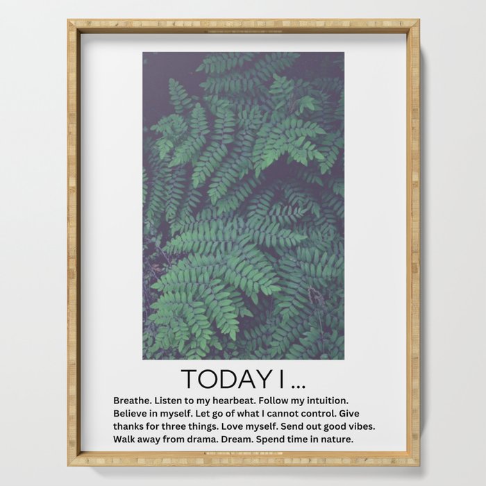 Today I Breathe - inspirational quote affirmation self care Serving Tray Gallery Image 1