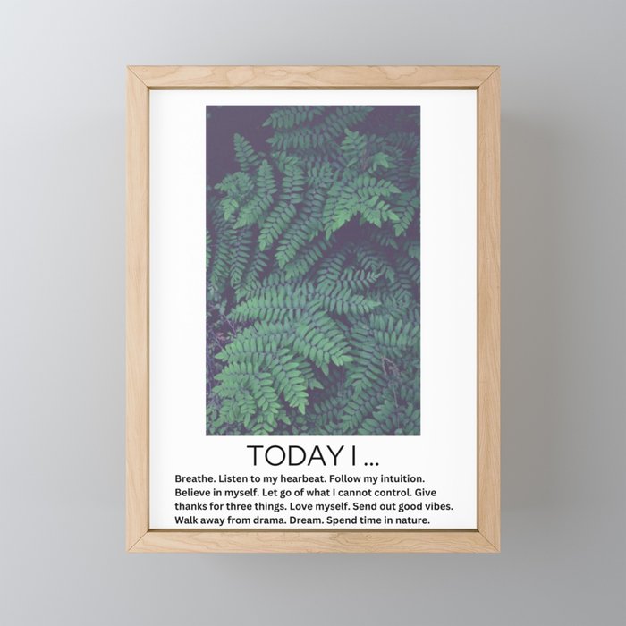 Today I Breathe - inspirational quote affirmation self care Mini Art Print Gallery Image 1