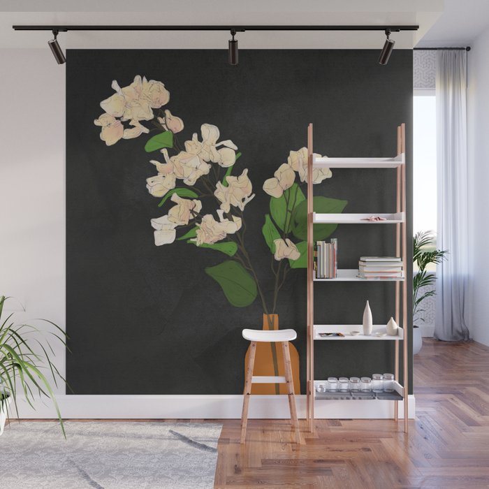 Branches Blooming Black Wall Mural Gallery Image 1