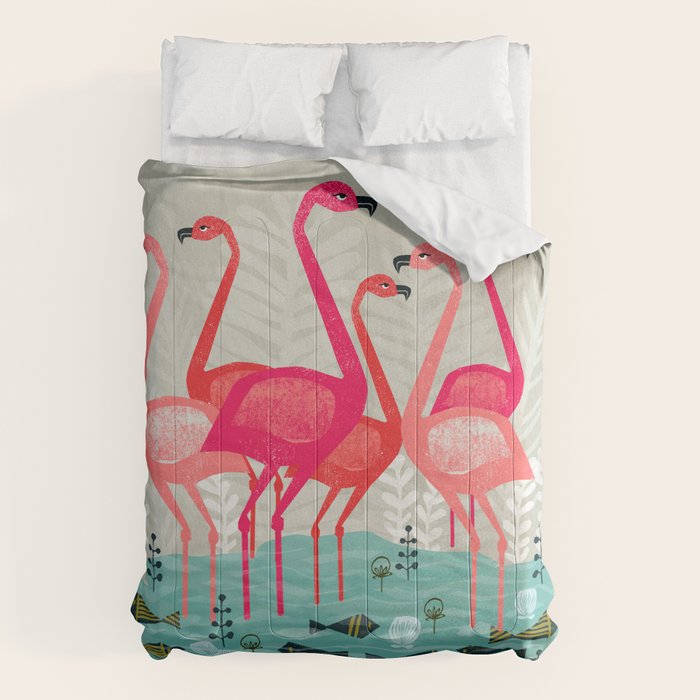 Flamingos by Andrea Lauren  Comforter Gallery Image 6