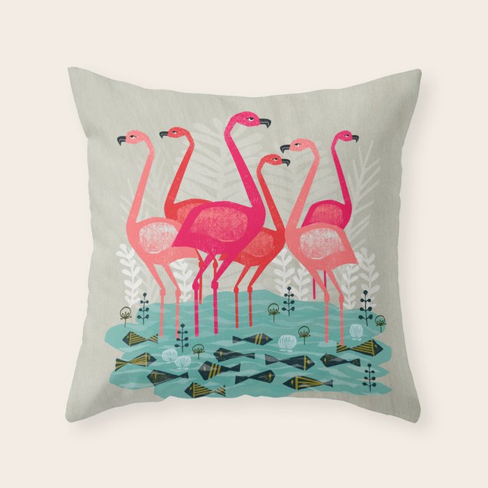Flamingos by Andrea Lauren  Throw Pillow Gallery Image 6