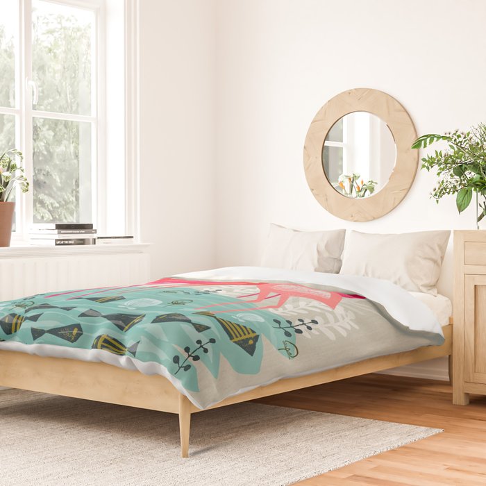 Flamingos by Andrea Lauren  Duvet Cover Gallery Image 2