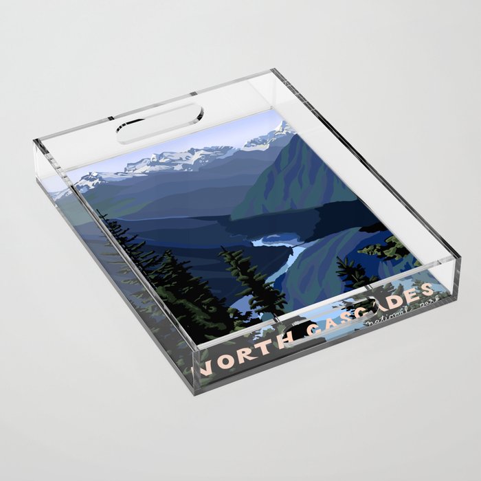 North Cascades National Park, Vintage Acrylic Tray Gallery Image 1