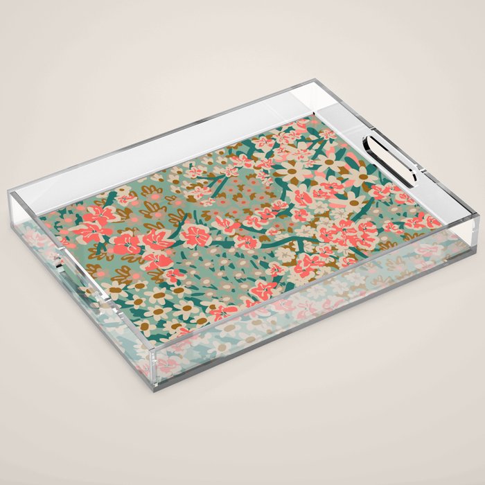 BENGAL KUMA FLORAL Acrylic Tray Gallery Image 1