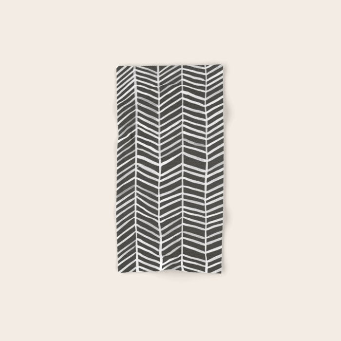 Herringbone - Black & White Bath Towel Gallery Image 1
