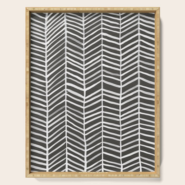 Herringbone - Black & White Serving Tray Gallery Image 1