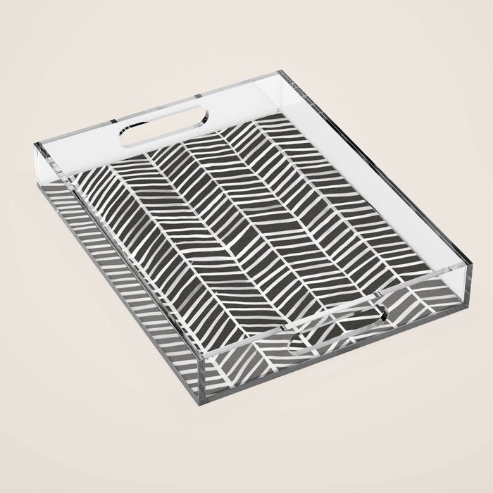 Herringbone - Black & White Acrylic Tray Gallery Image 1