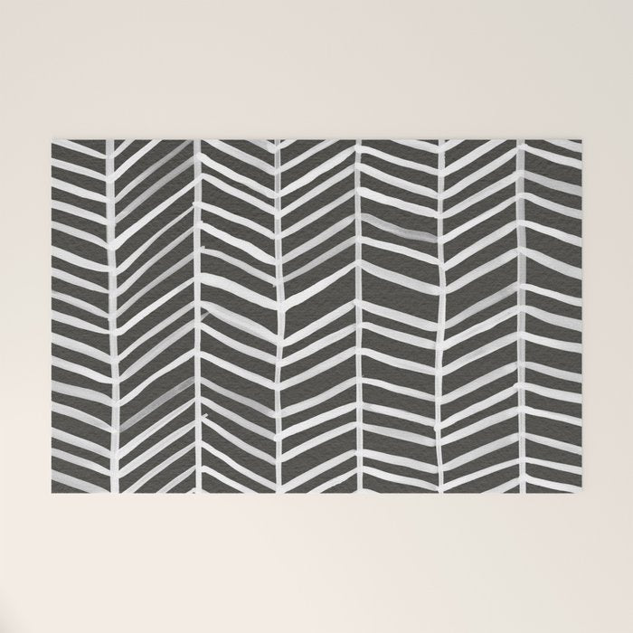 Herringbone - Black & White Welcome Mat Gallery Image 1