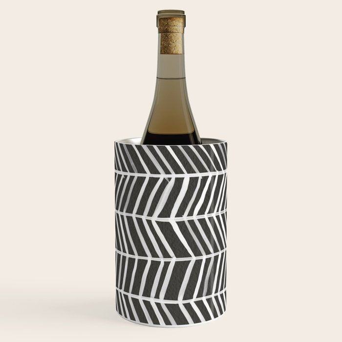 Herringbone - Black & White Wine Chiller Gallery Image 1