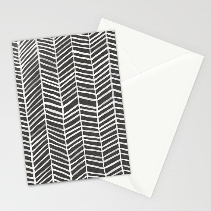 Herringbone - Black & White Stationery Card Gallery Image 2