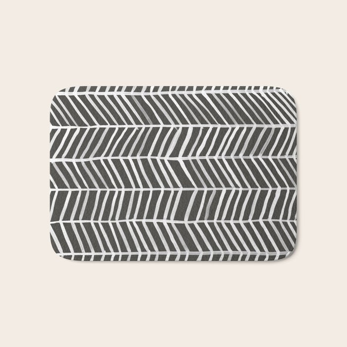 Herringbone - Black & White Bath Mat Gallery Image 1