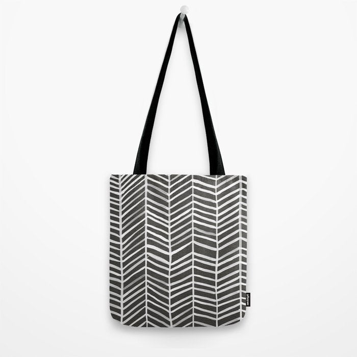 Herringbone - Black & White Tote Bag Gallery Image 2