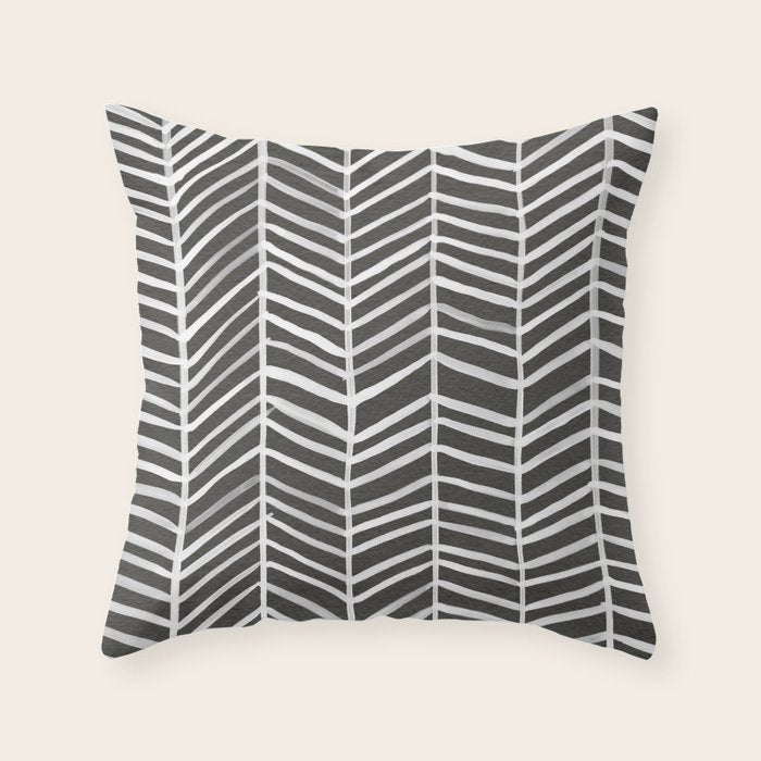Herringbone - Black & White Throw Pillow Gallery Image 1