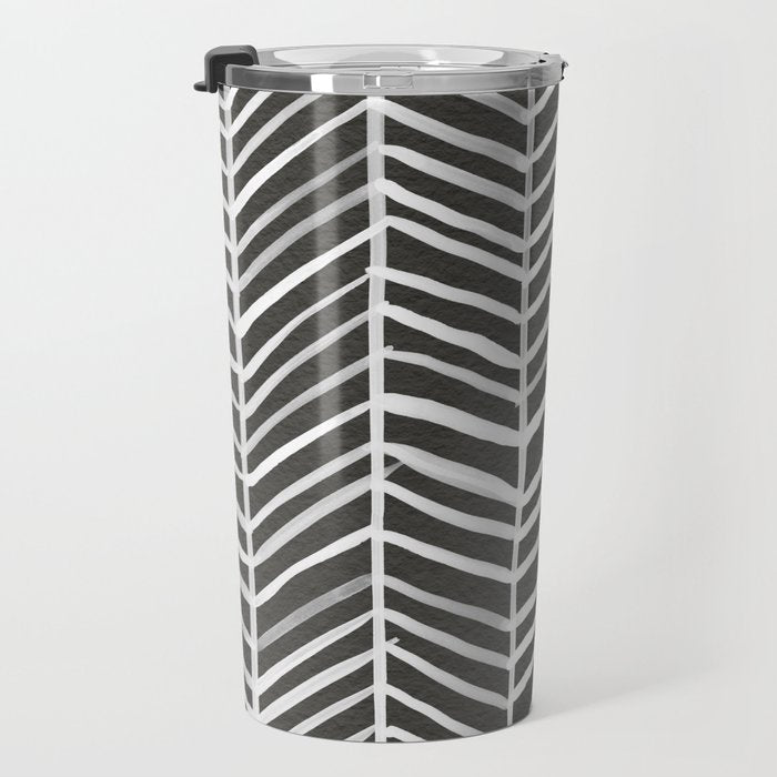 Herringbone - Black & White Travel Mug Gallery Image 3